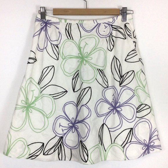 SOLD Ann Taylor A-Line Embroidered Spring Skirt - Picture 2 of 5